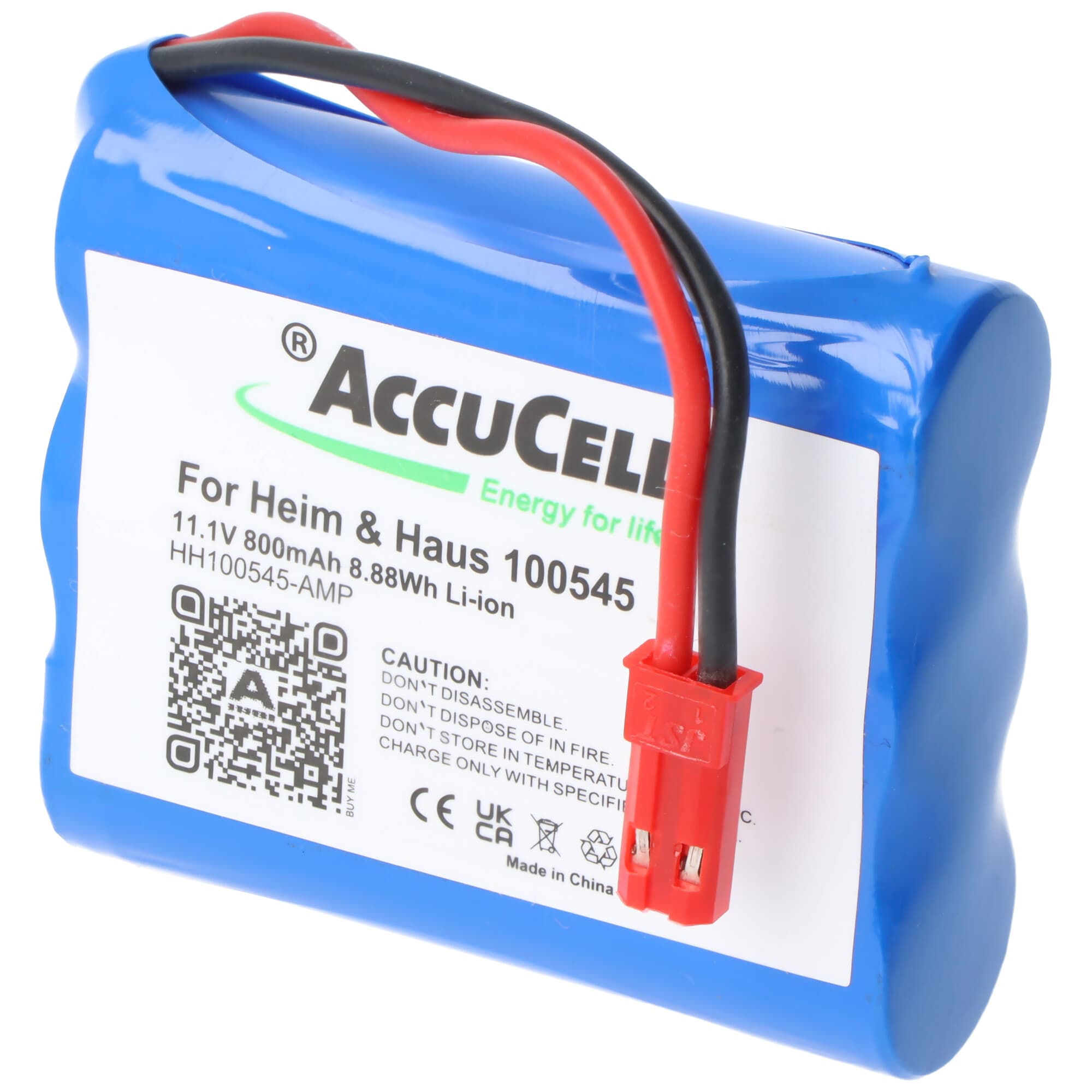 Batterie lithium-ion adaptée à Heim &amp; Haus 100545 11,1 volts 800mAh, avec connexion AMP