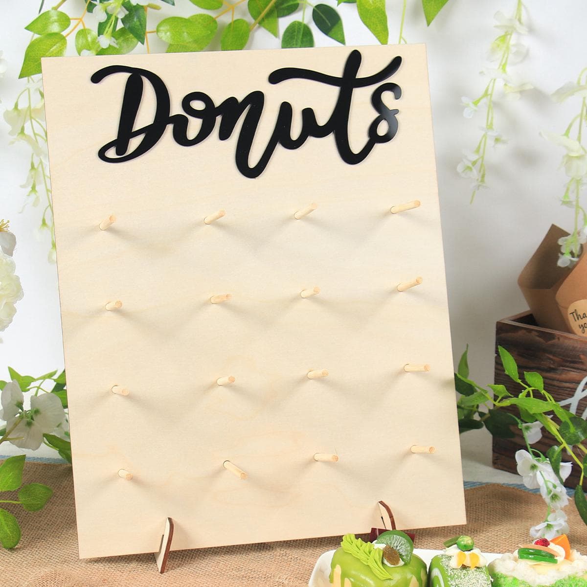 1 set de rangement en bois pour donut de 16 trous, rangement pour donut pour la maison, Ã©tagÃ¨re de placement pour la nourriture de fÃªte