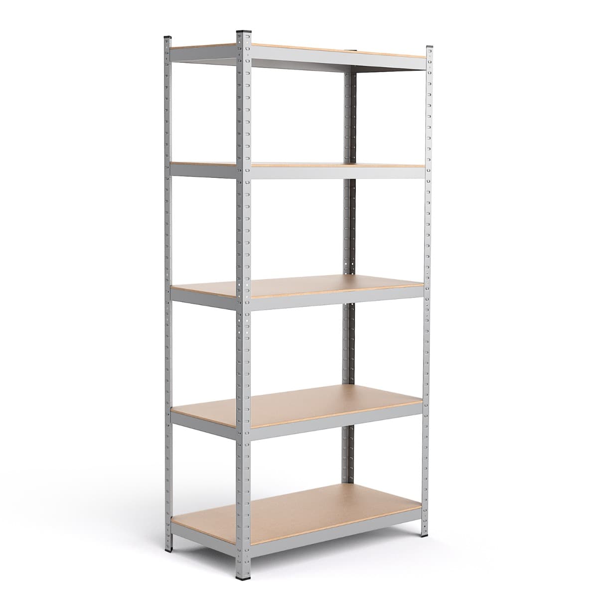 Étagère de Rangement 91x46x183CM avec 5 Tablettes Chaque Charge 175KG en Métal et Bois Argent