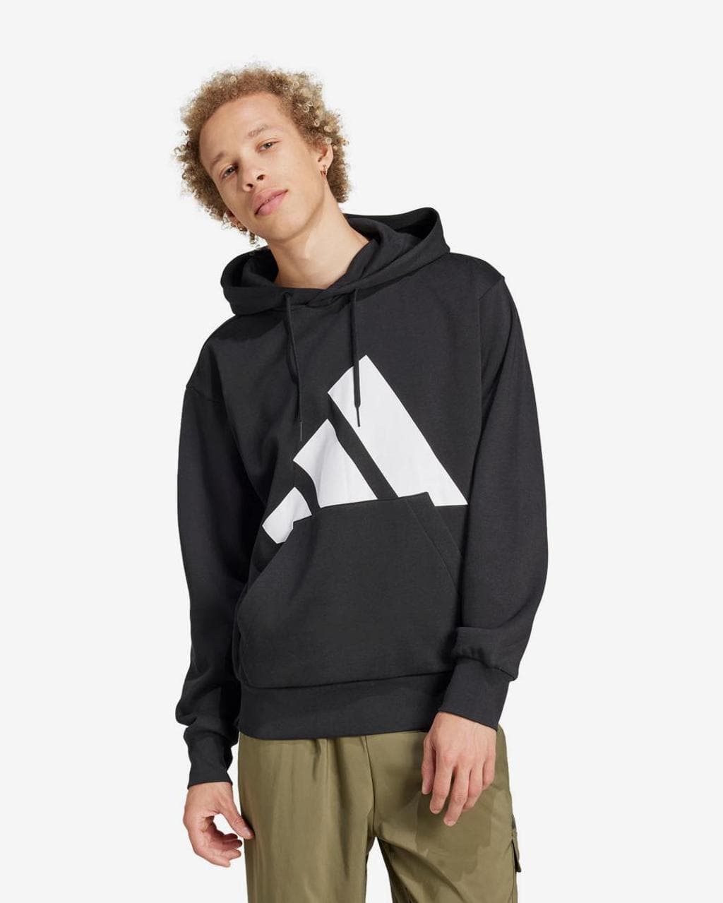 Sweat à capuche adidas Big Logo Fleece noir pur blanc - M