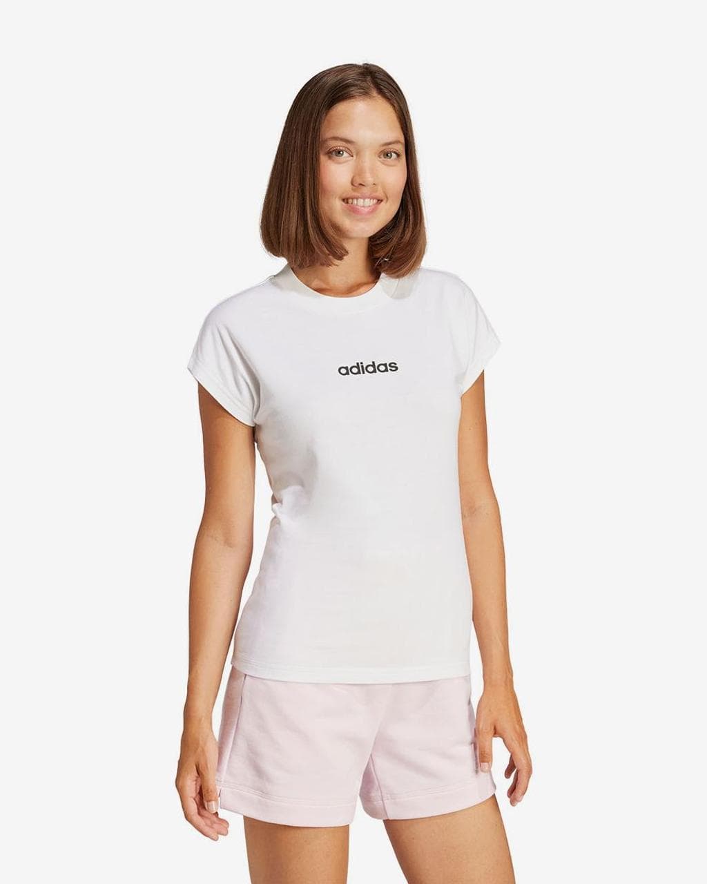 T-shirt adidas Essentials Linear manches courtes blanc noir femme - XS
