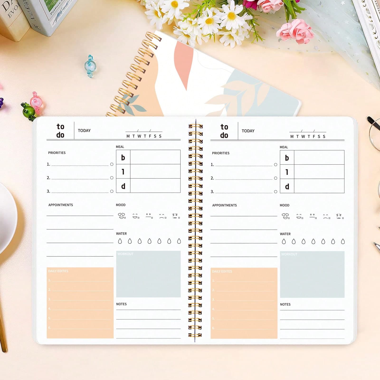 Planificateur Quotidien - Tâches De Liste De Choses À Faire, Gestion Du Temps Et Plan De Repas Importants, Organisation Et Priorisation Efficaces,