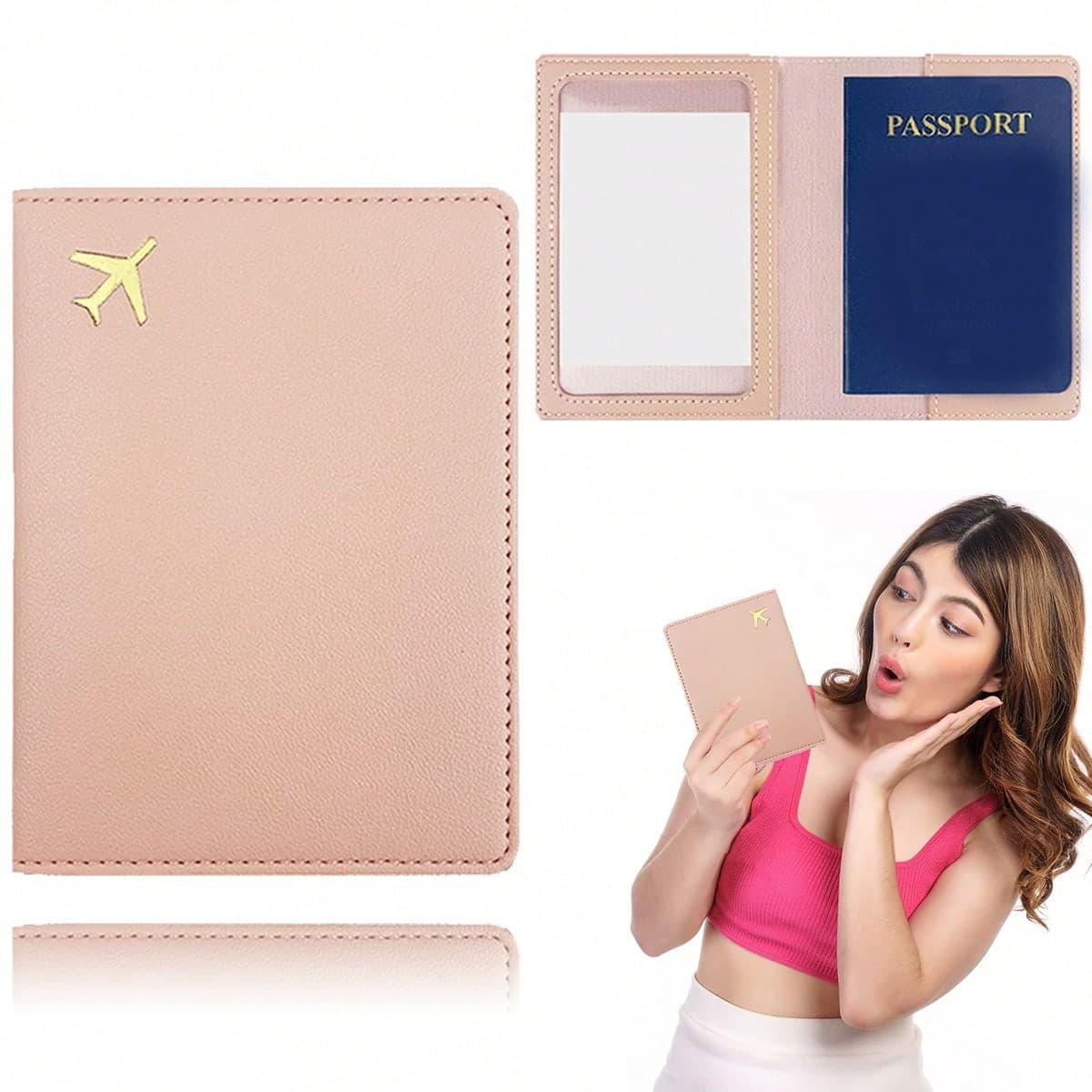 1 pièce Housse de passeport vintage porte-cartes d'identité multi-fonctionnel en PU avec logo d'avion pour cartes bancaires, portefeuille pour