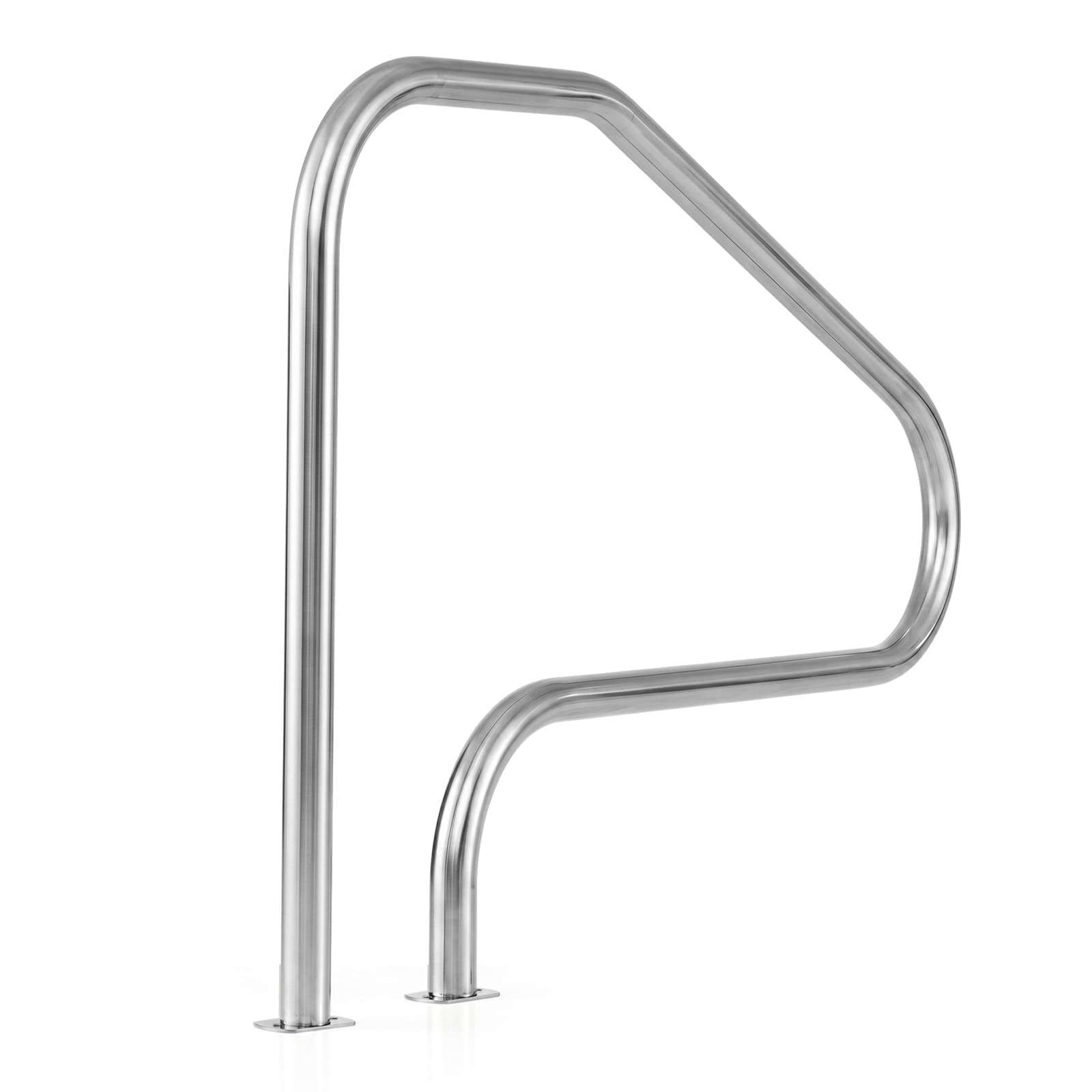 CostwayRampe Piscine en Acier Inoxydable Main Courante Piscine Charge 250 kg Accessoires Incluses Barre d'Appui de Sécurité 130 x 94 cm Argent