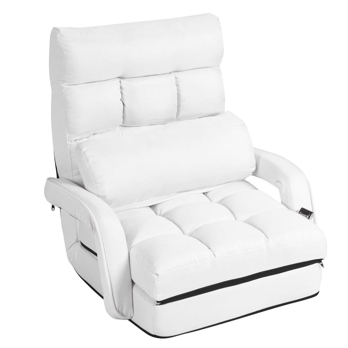 Fauteuil Convertible Chauffeuse Convertible 1 Place avec Oreiller 5 Positions en Tissu Lin Éponge 54