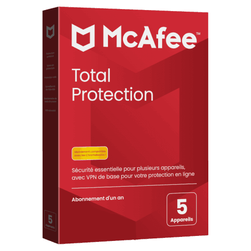 McAfee Total Protection 2026 | Renouvellement automatique | 5 Appareils | 1 An | Boîte